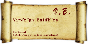 Virágh Balázs névjegykártya